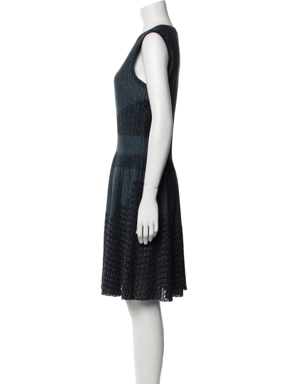 Alaïa A-Line Dress Blue Striped Glitter Accents S… - image 2