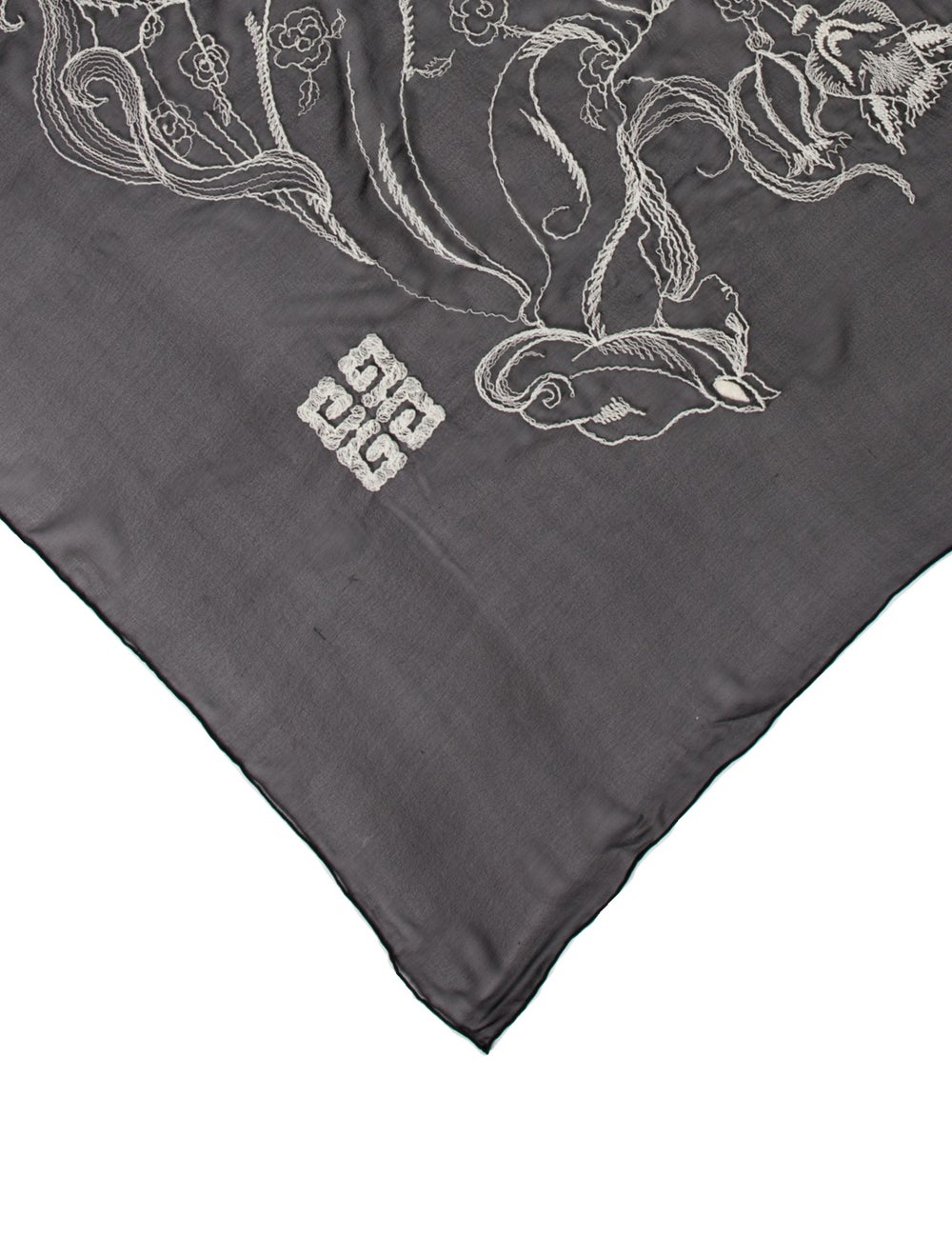 Givenchy Silk Scarf Black Printed Featuring Raw E… - image 2