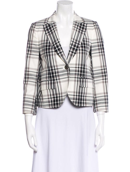 Gucci Blazer White Plaid Print Pointed Collar - image 1