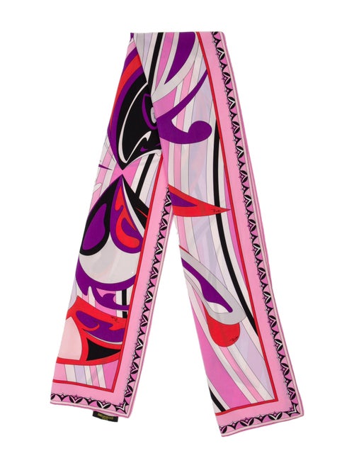 Emilio Pucci Silk Scarf Purple Printed Featuring … - image 1