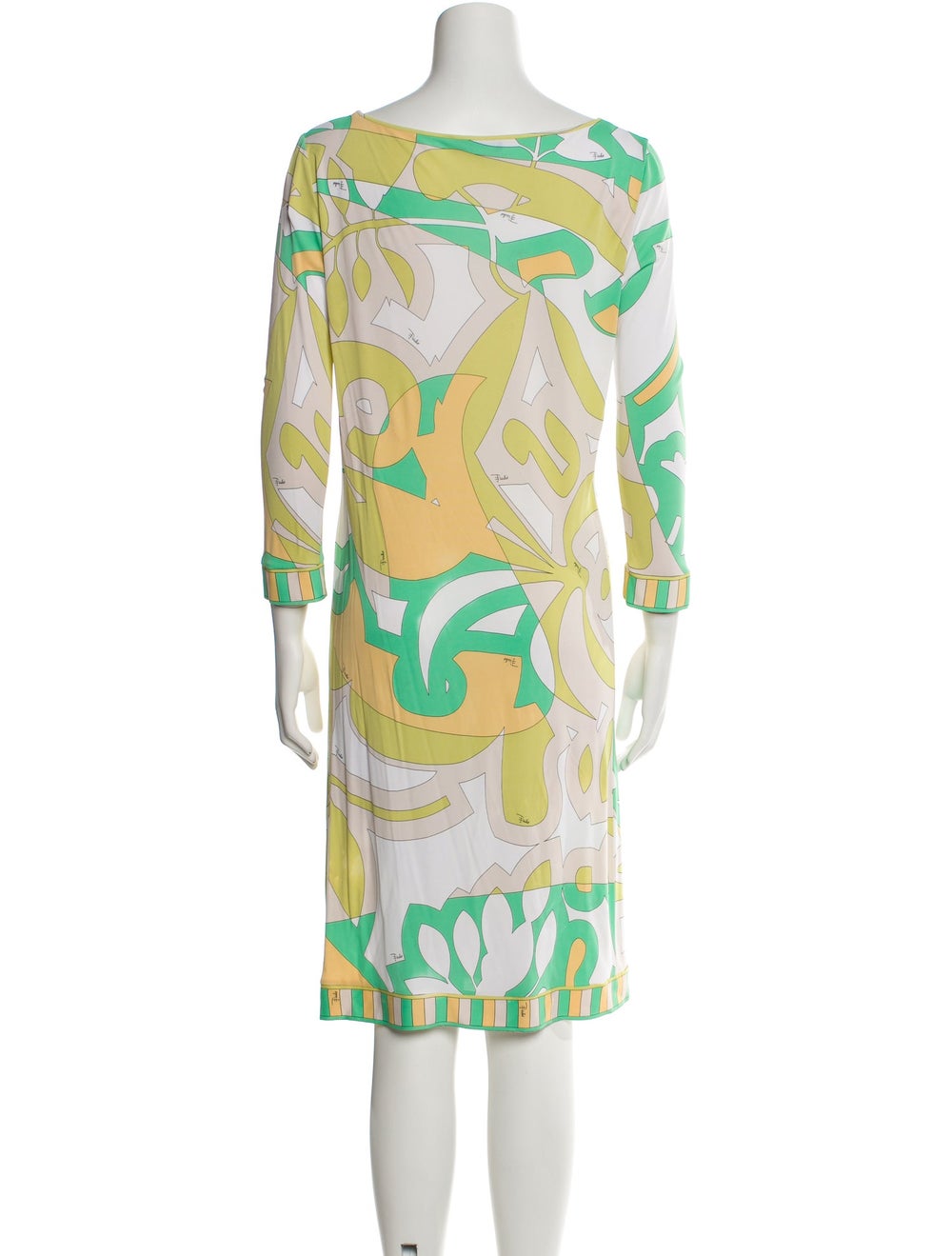 Emilio Pucci Shift Dress Green Printed Three-Quar… - image 3