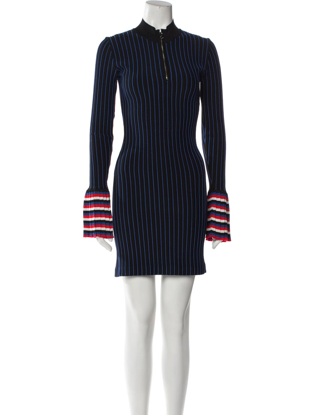 Emilio Pucci Shirtdress Black & Blue Striped Plea… - image 1