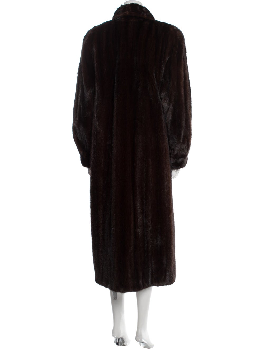 Fur Faux Fur Coat Brown Fur Trim & Stand Collar L… - image 3