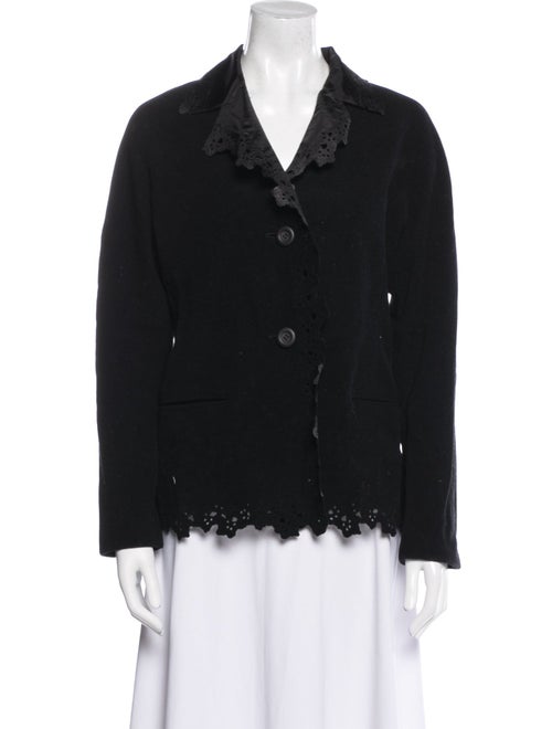 Issey Miyake Wool Jacket Black Pointed Collar Sli… - image 1