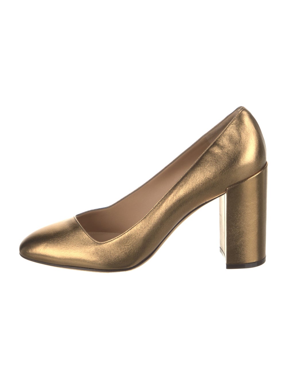 Salvatore Ferragamo Leather Pumps Gold & Metallic… - image 1