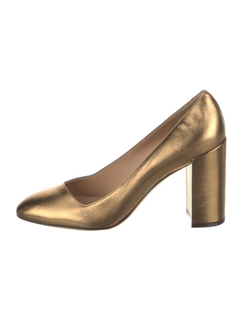 Salvatore Ferragamo Leather Pumps Gold & Metallic… - image 1