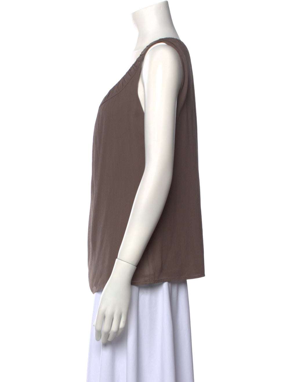 St. John Silk Tank Top Brown Pleated & Mesh Accen… - image 2