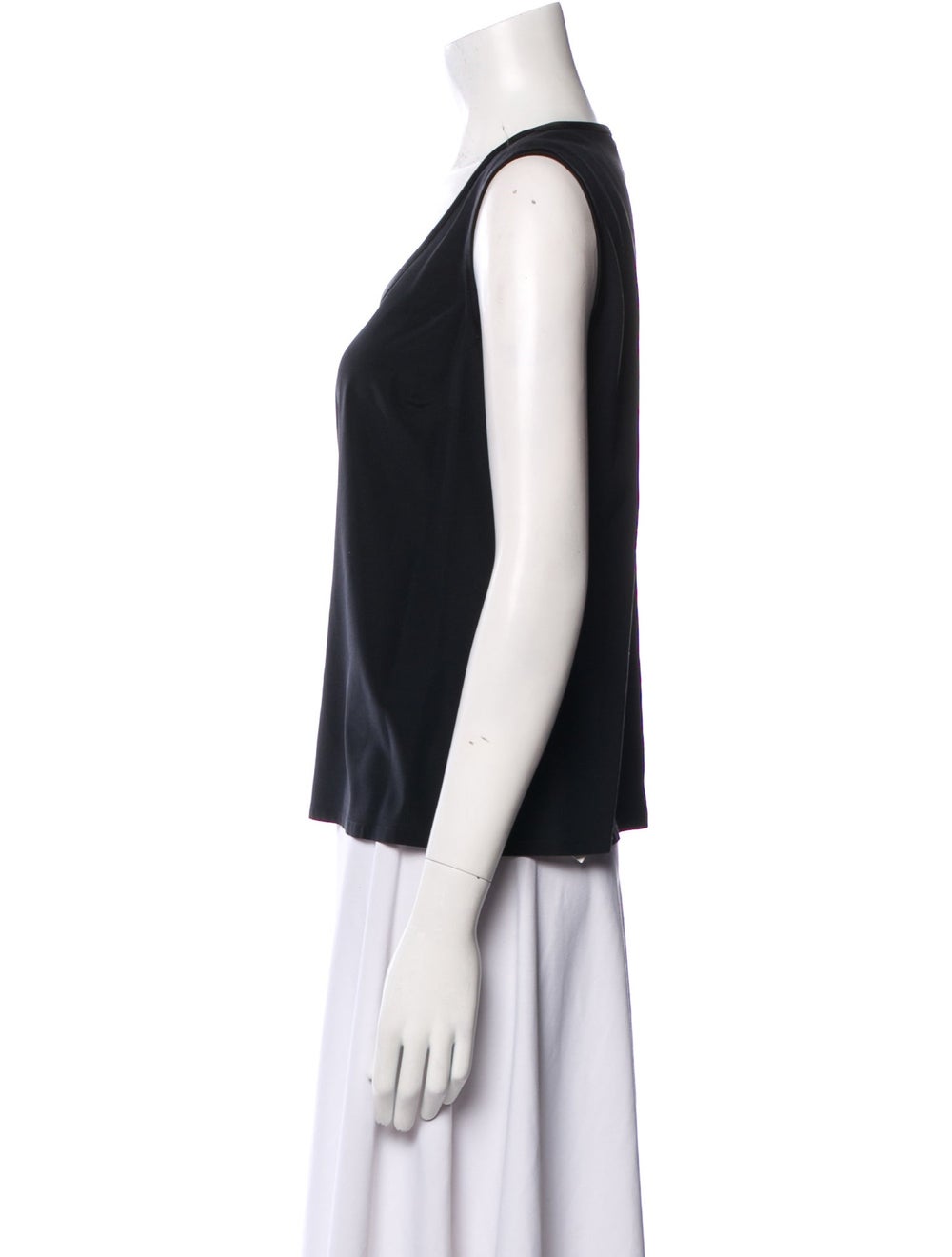 St. John Silk Tank Top Black Scoop Neck - image 2