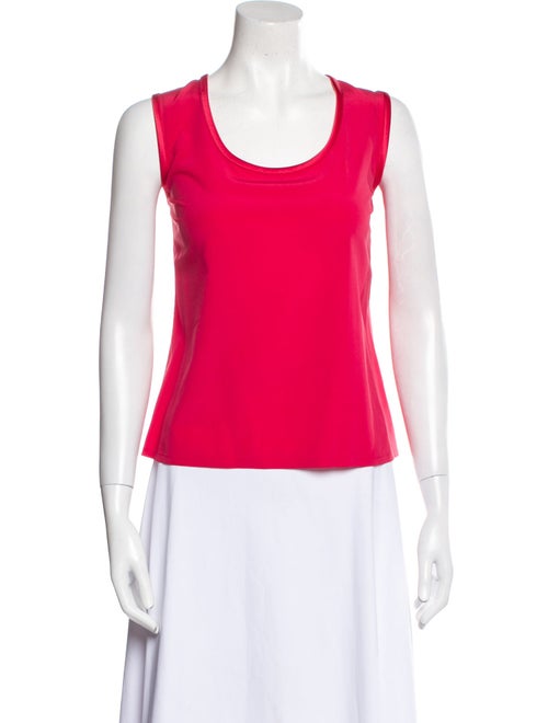 St. John Silk Tank Top Red Scoop Neck