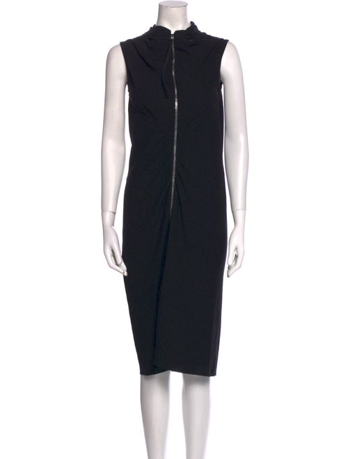 Rick Owens Shift Dress Black Pleated & Raw-Edge A… - image 1