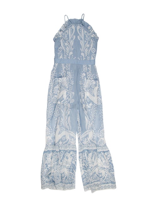 Alice McCall Jumpsuit Blue Printed Pleated & Ruff… - image 1