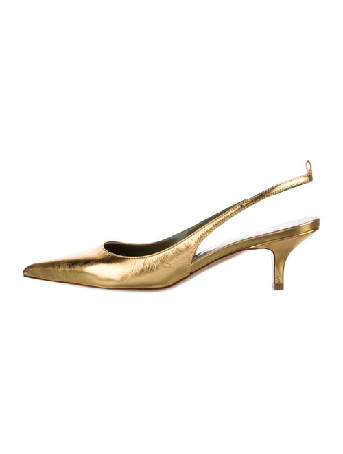 Maria Luca Leather Slingback Pumps Gold & Metalli… - image 1