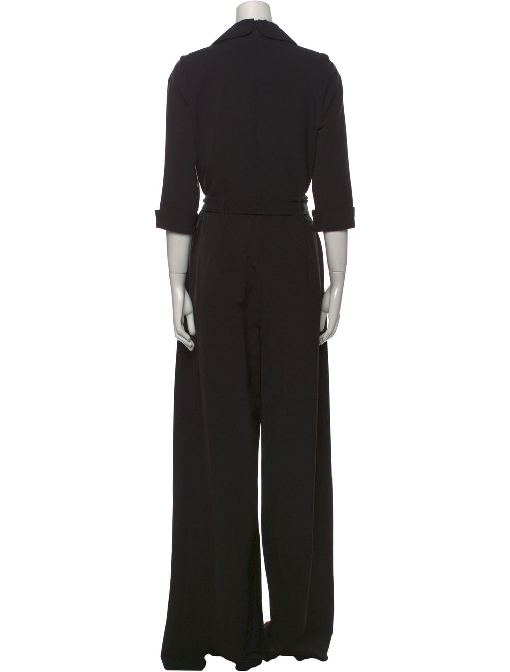 Black Halo Jumpsuit Black Three-Quarter Sleeve wi… - image 3