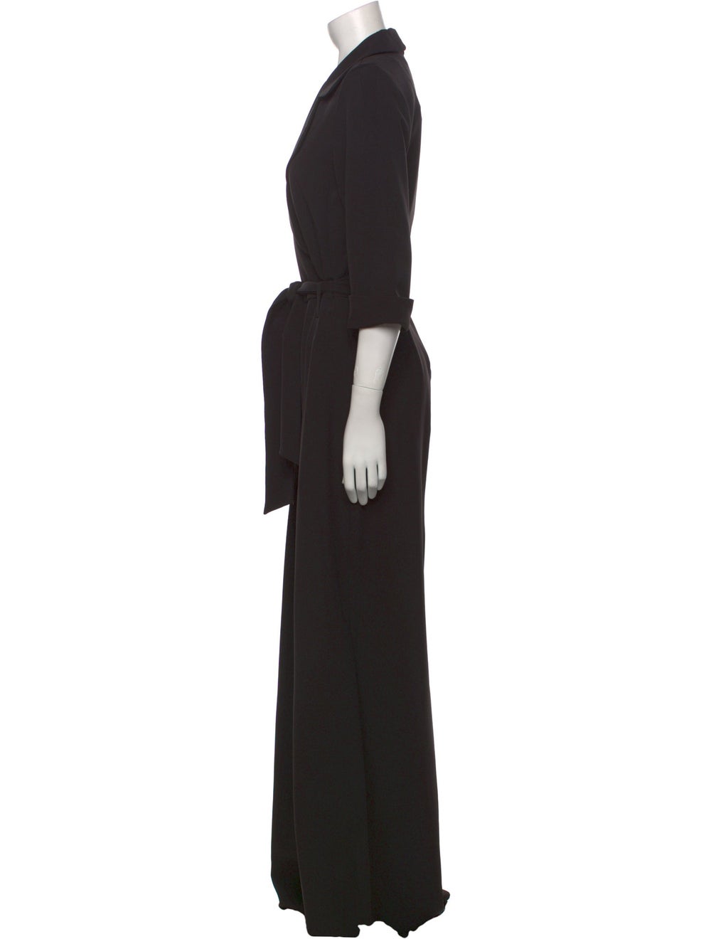 Black Halo Jumpsuit Black Three-Quarter Sleeve wi… - image 2