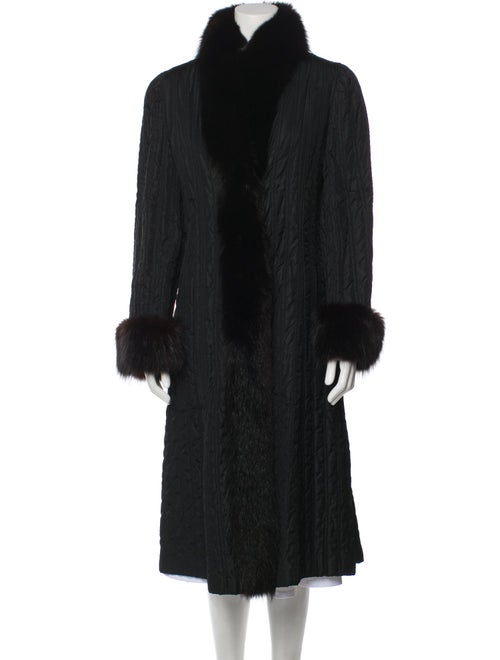 Ben Thylan Faux Fur Coat Vintage Black Fur Trim &… - image 1