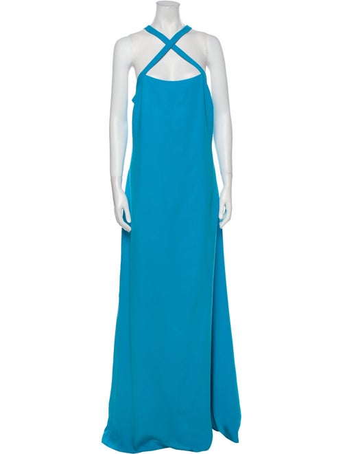 Diane von Furstenberg Silk Evening Gown Blue Halte