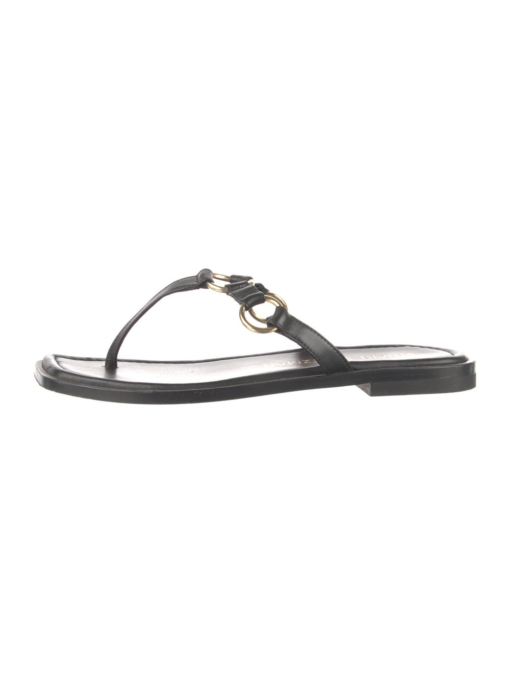 Stuart Weitzman Leather Flip Flops Black - image 1