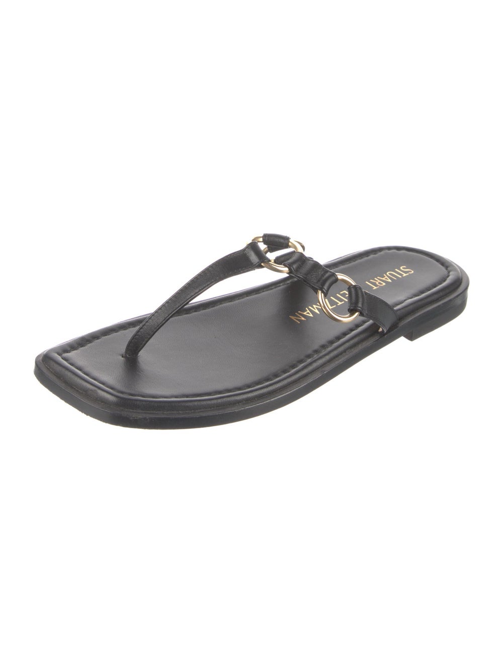 Stuart Weitzman Leather Flip Flops Black - image 2