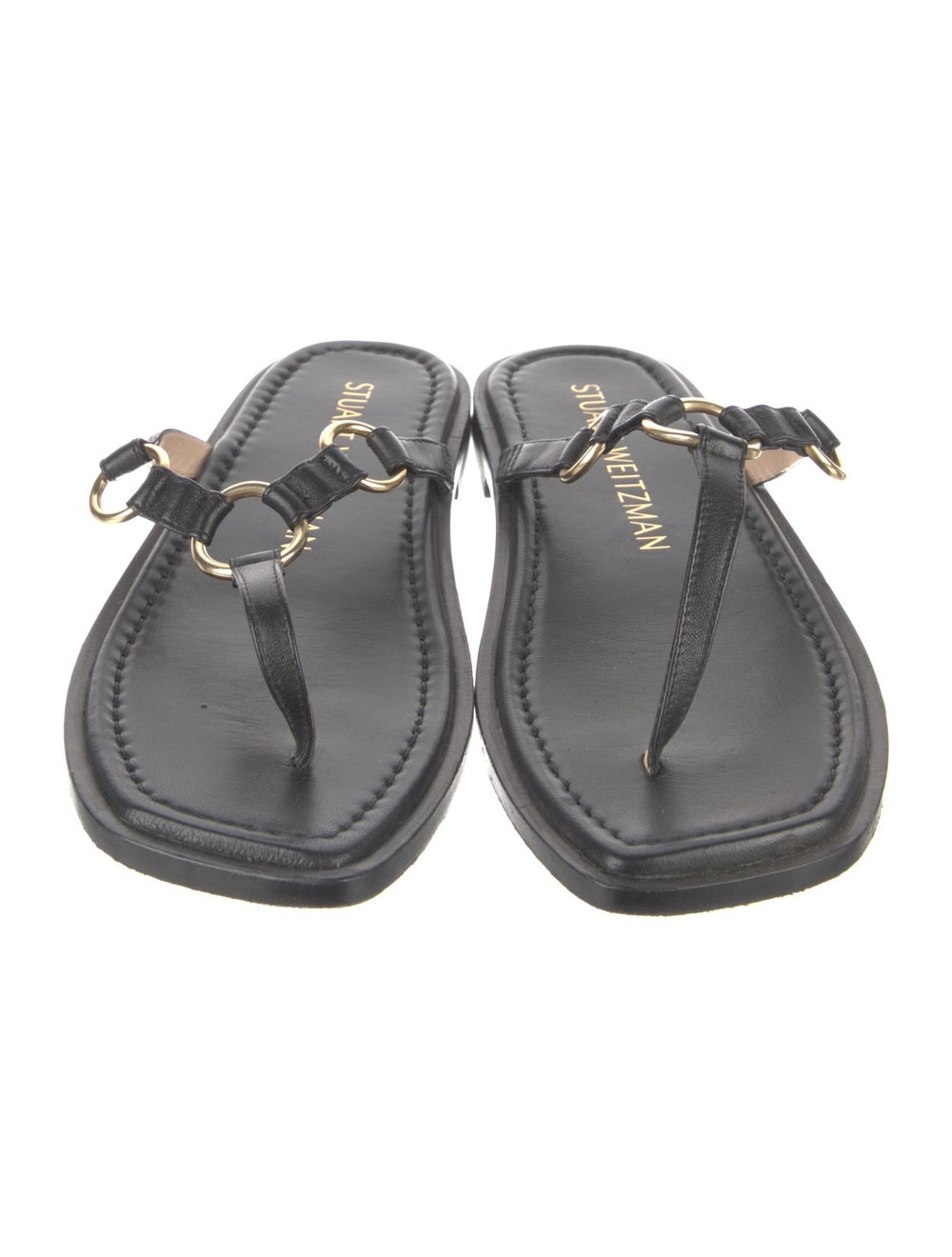 Stuart Weitzman Leather Flip Flops Black - image 3