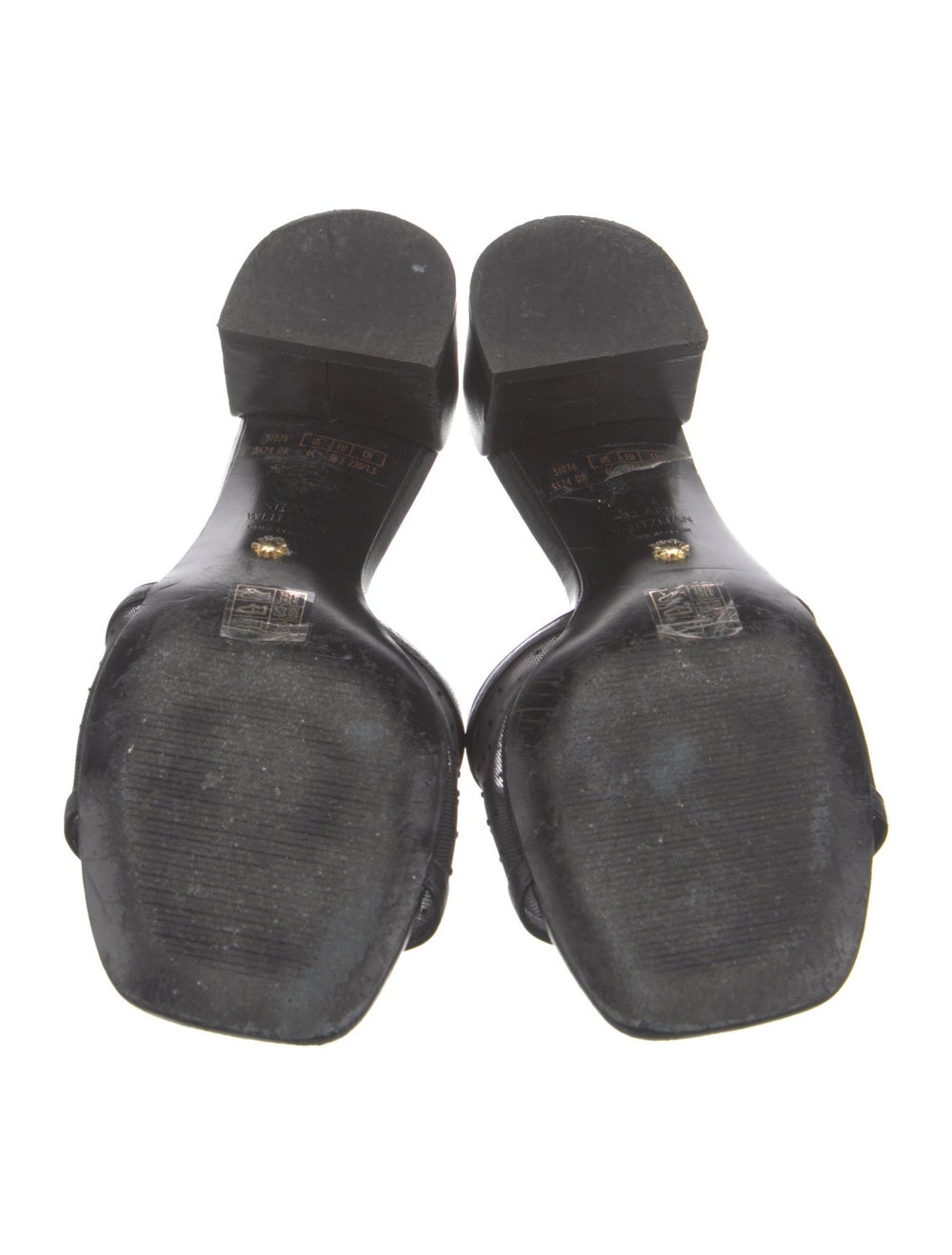 Stuart Weitzman Leather Slides Black Mesh Accents - image 5