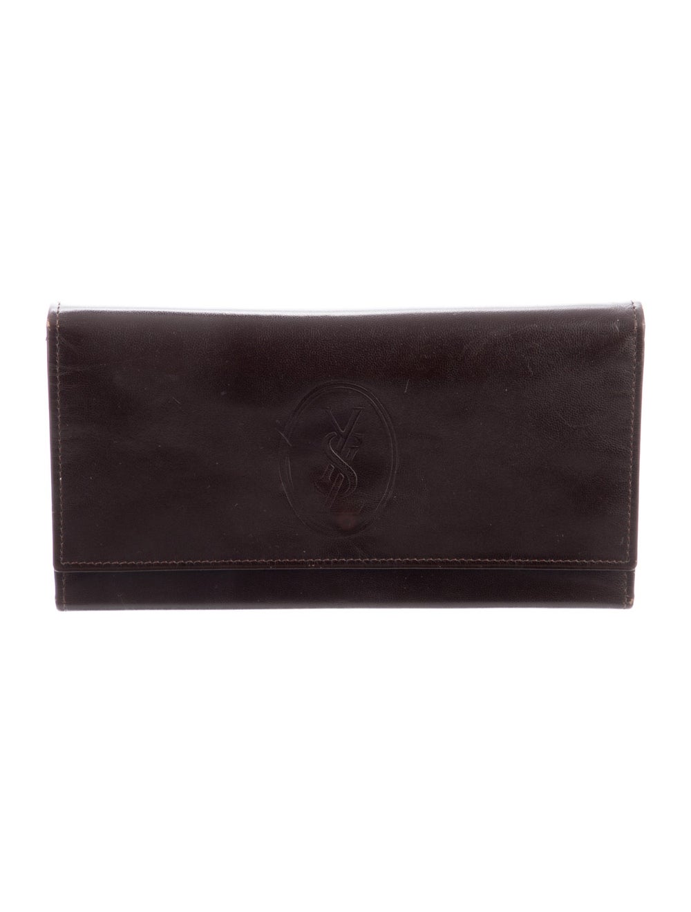 Yves Saint Laurent Continental Wallet Burgundy Le… - image 1