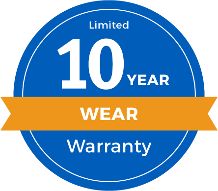 10 Year Limited Abrasive Wear Warranty Badge