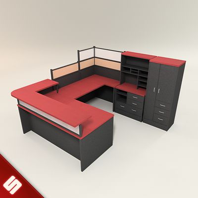 Schreibtisch und Möbel 3d model