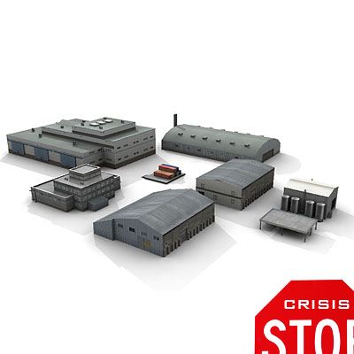 Industrial Buildings Set 3d model