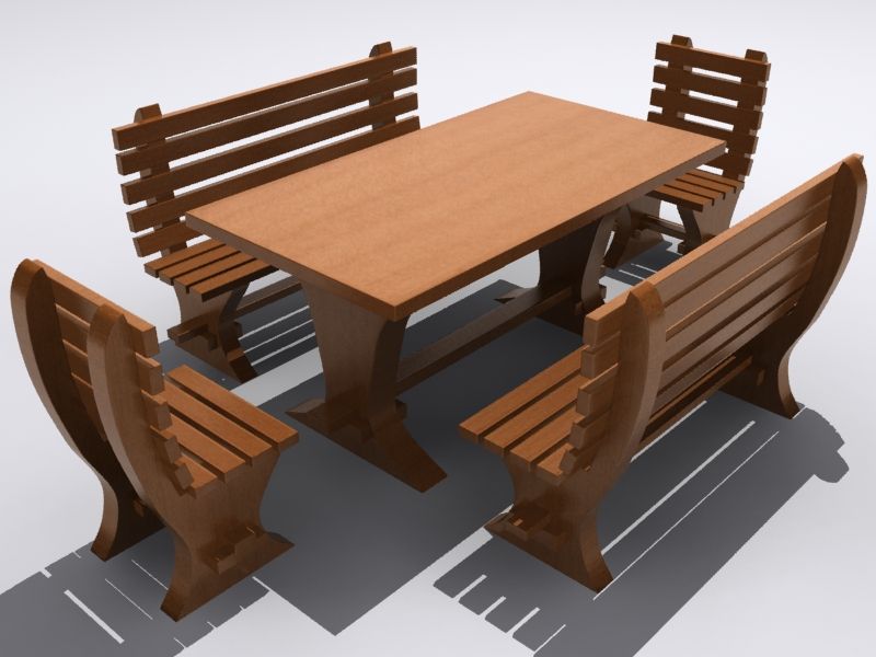 Rustikales Holz Set 3d model