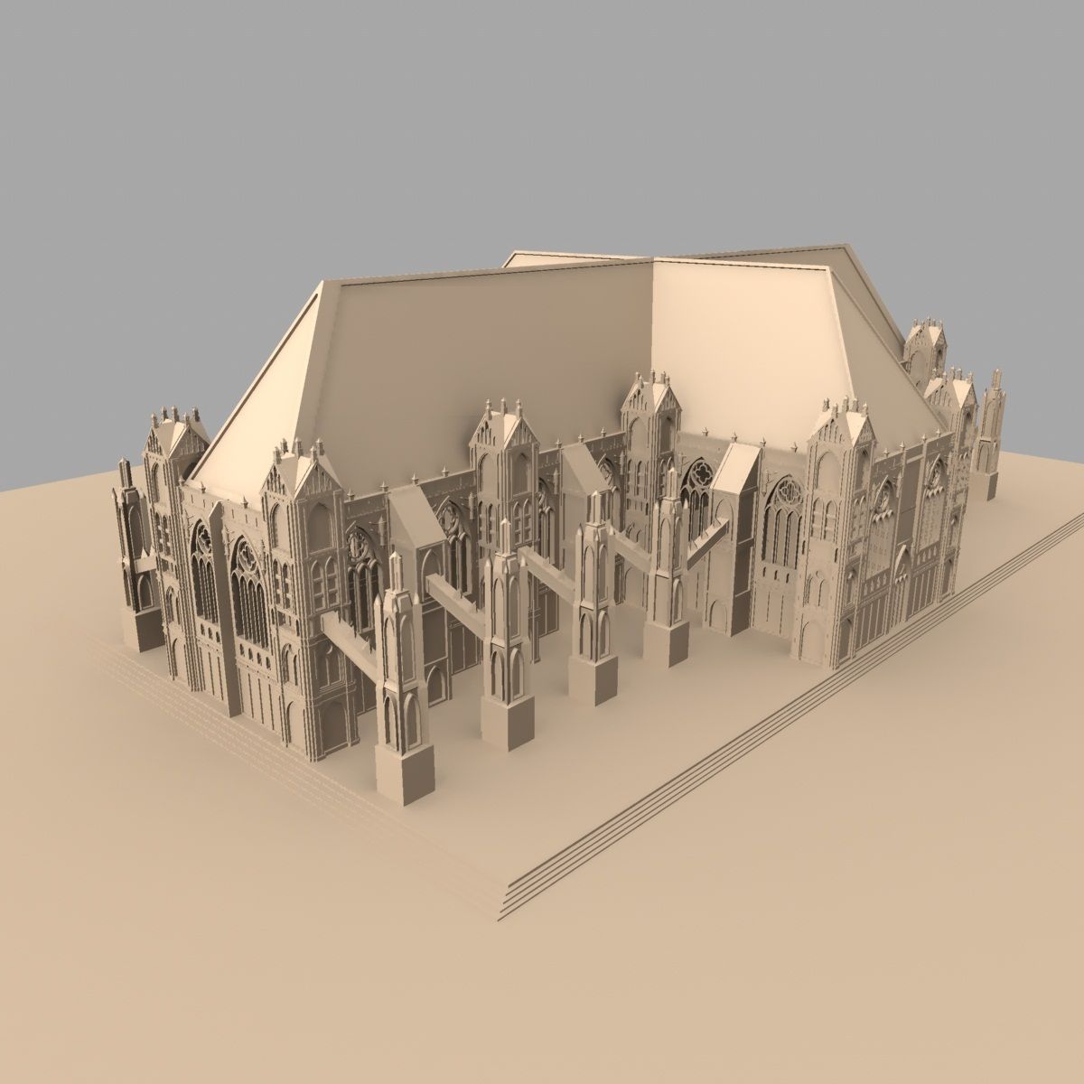 像教堂或大教堂的哥特式建筑 3d model