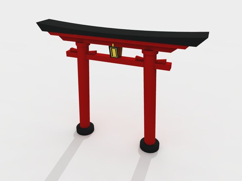 Japanese Gate - Torii wooden garden gate 3d model