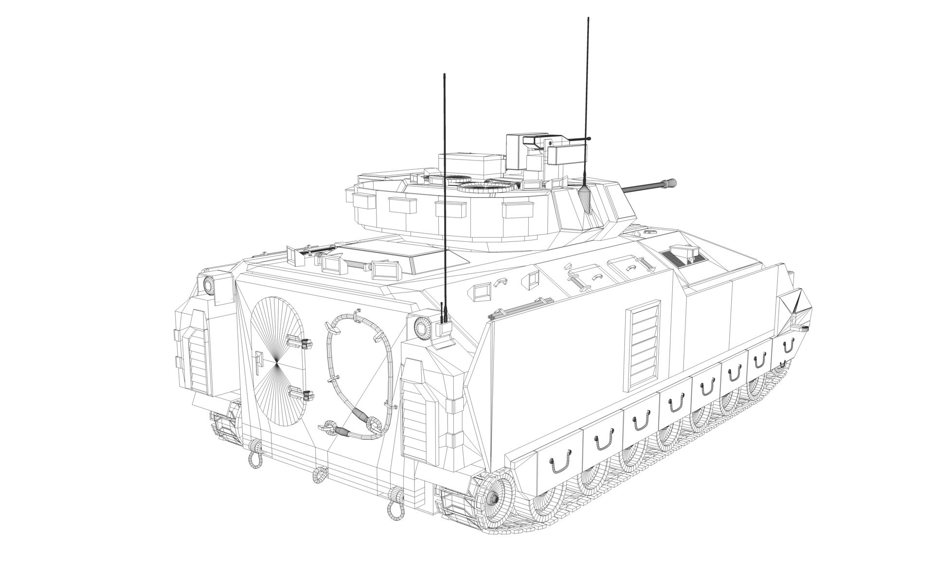 M3A3 Bradley APC royalty-free 3d model - Preview no. 9