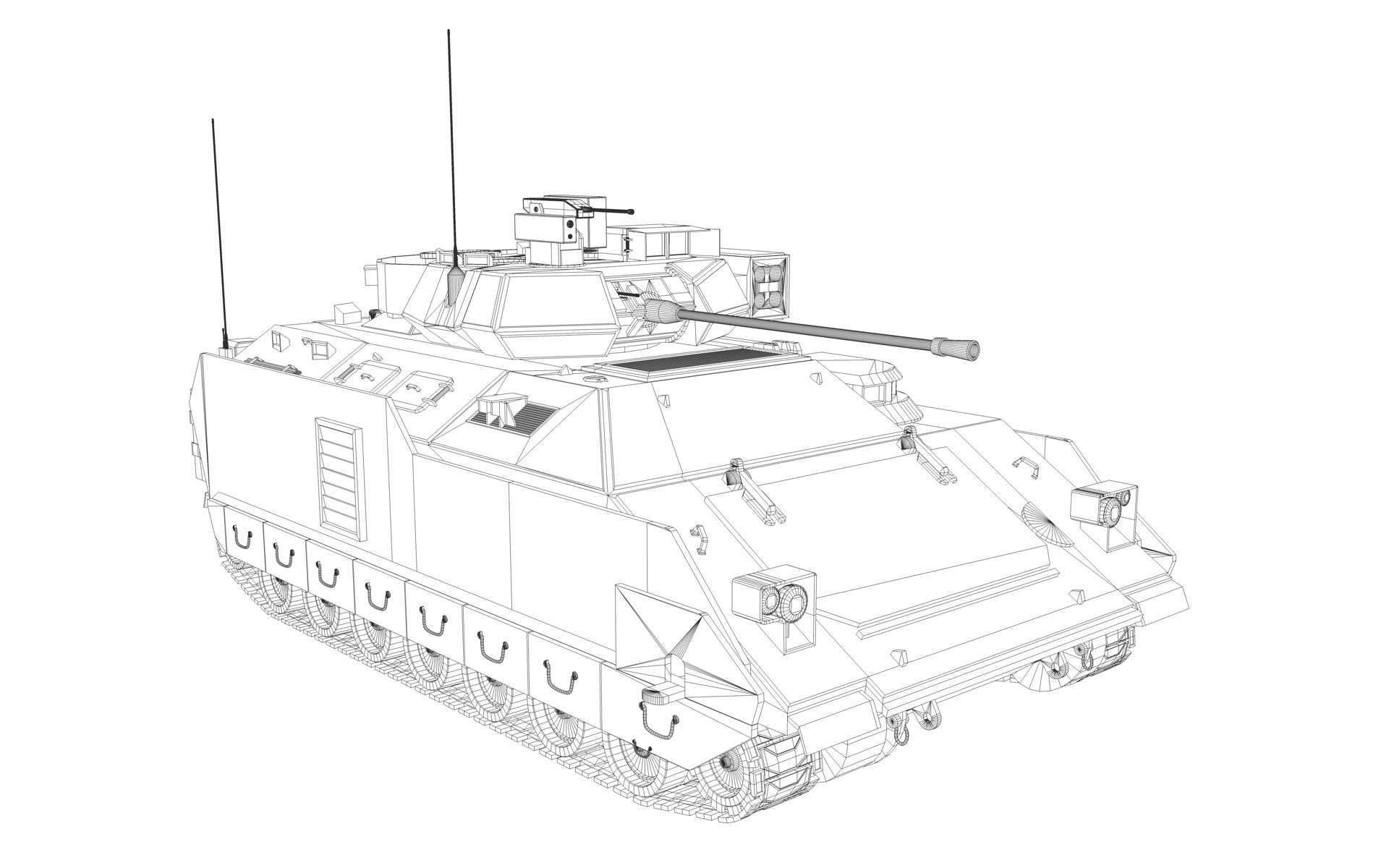 M3A3 Bradley APC royalty-free 3d model - Preview no. 8