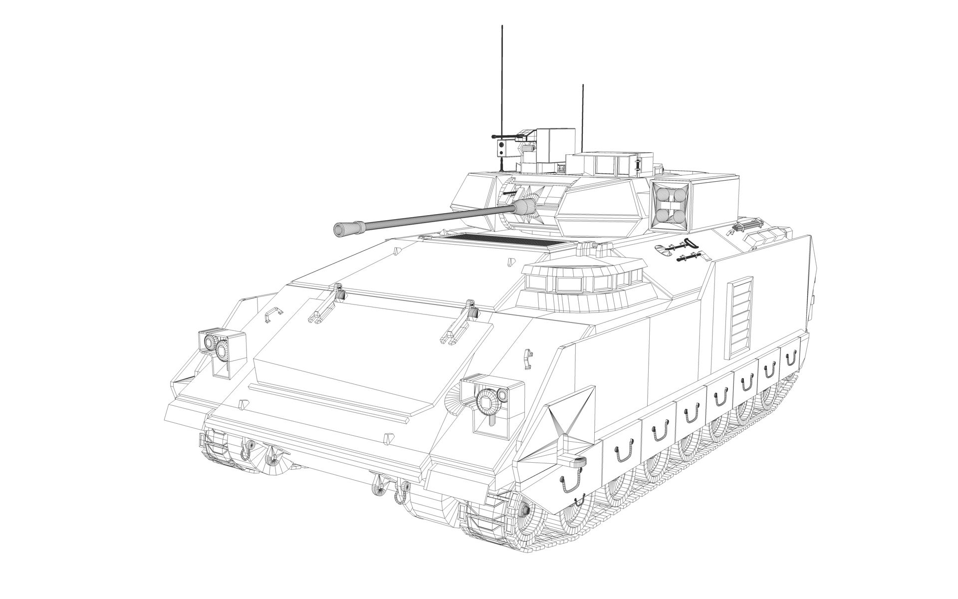 M3A3 Bradley APC royalty-free 3d model - Preview no. 7