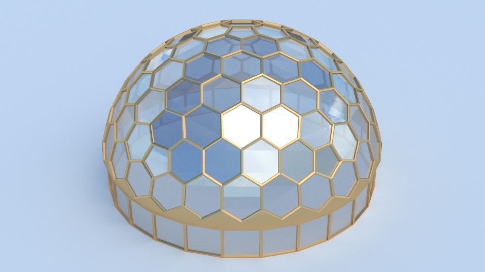 round hexagon dome 3d model