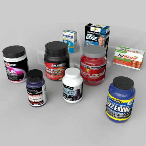 Vitaminflaschen und -kästen 3d model