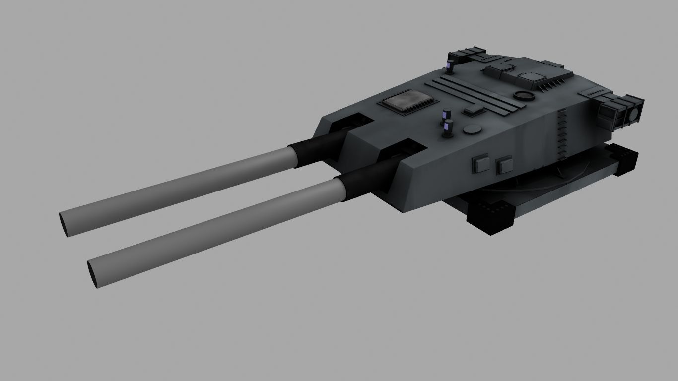 Warship turret royalty-free 3d model - Preview no. 2