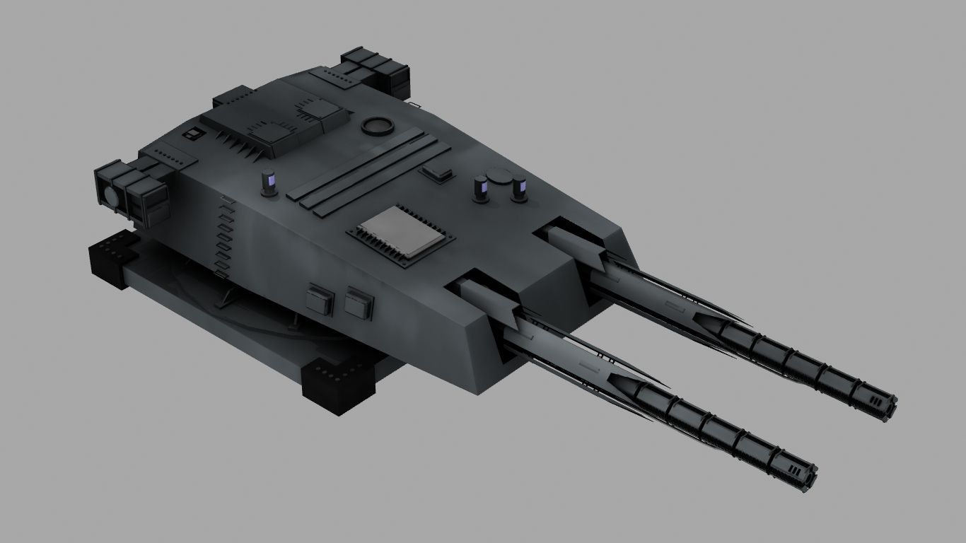 Warship turret royalty-free 3d model - Preview no. 1