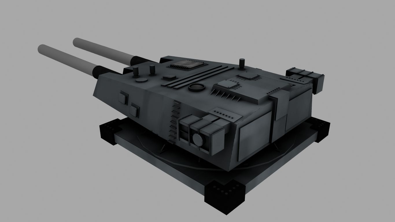 Warship turret royalty-free 3d model - Preview no. 3