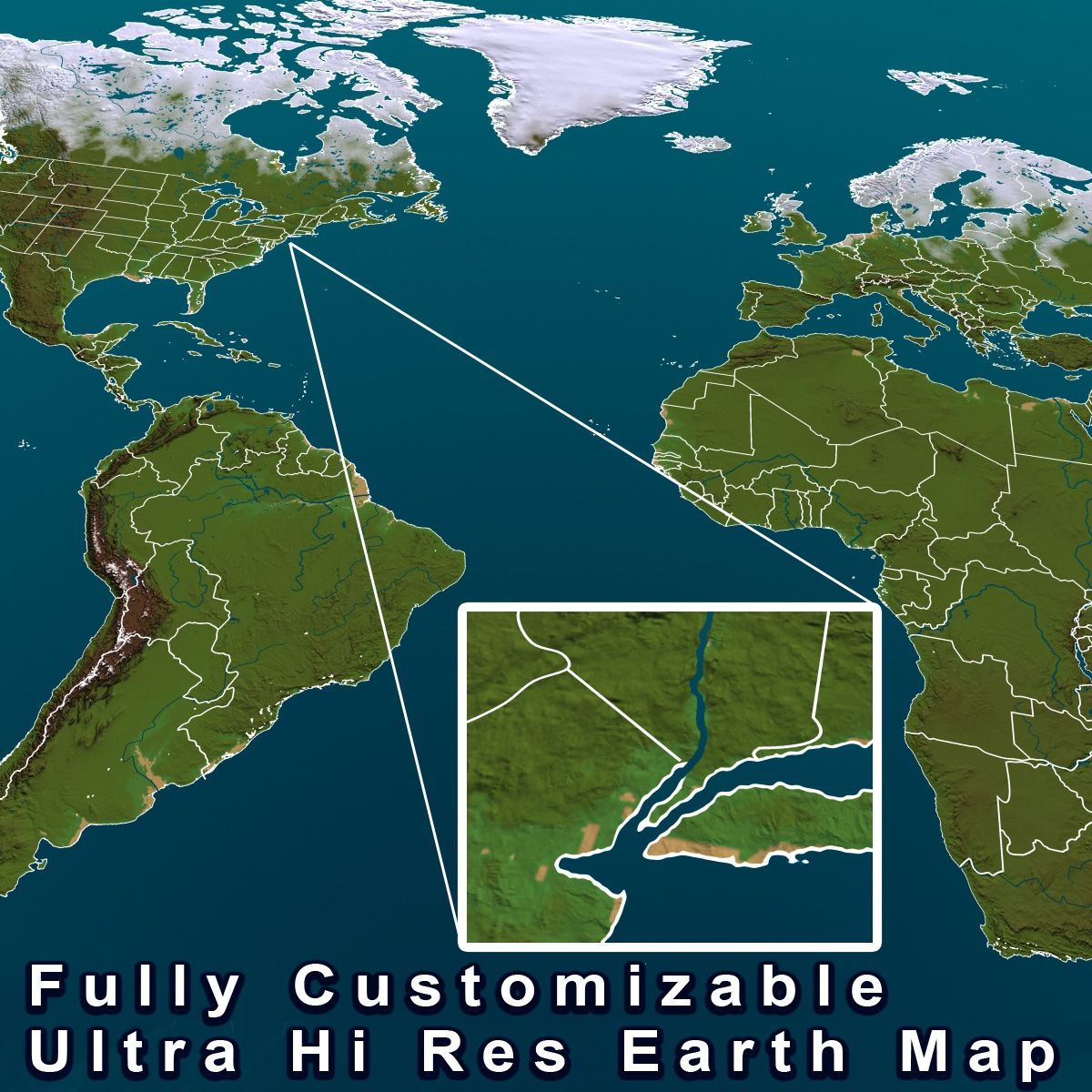 Customizable World Map 3d model