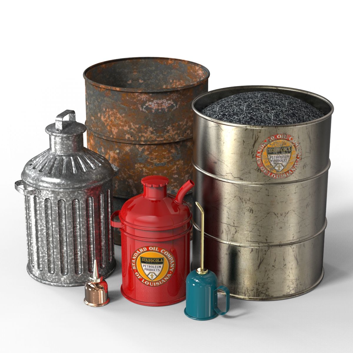 Gas, Öl und Mülleimer (Sammlung) 3d model