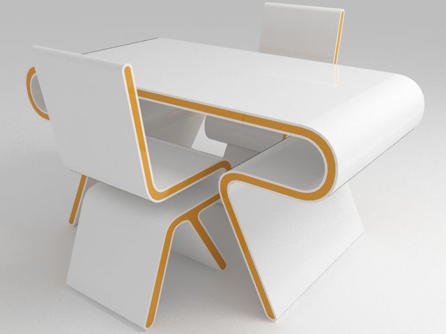 Futuristic Furniture: Ultramodern Desk & Chair Design Set 3d model