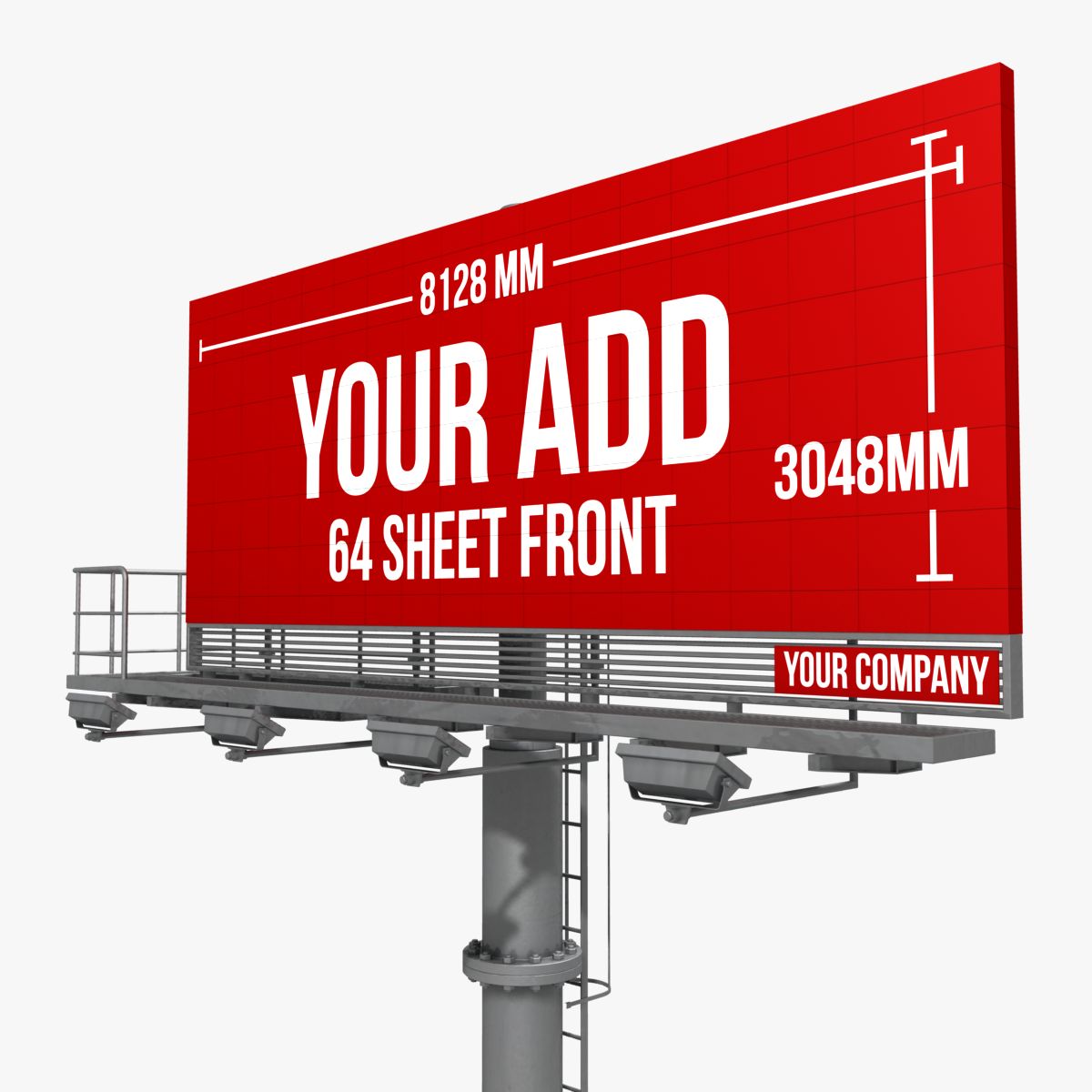 Billboard 64 Sheet Single Pillar 3d model