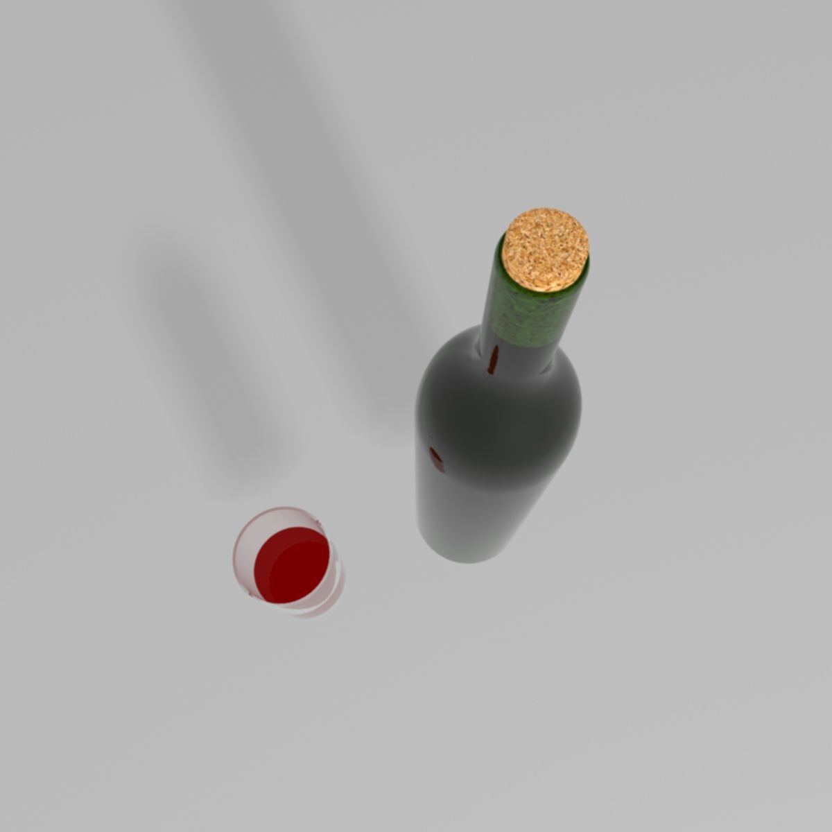 Flasche und Glas Wein 3d model