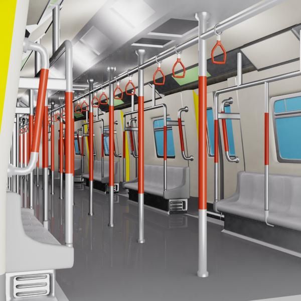 Cartoon Subway Train Interieur 3d model