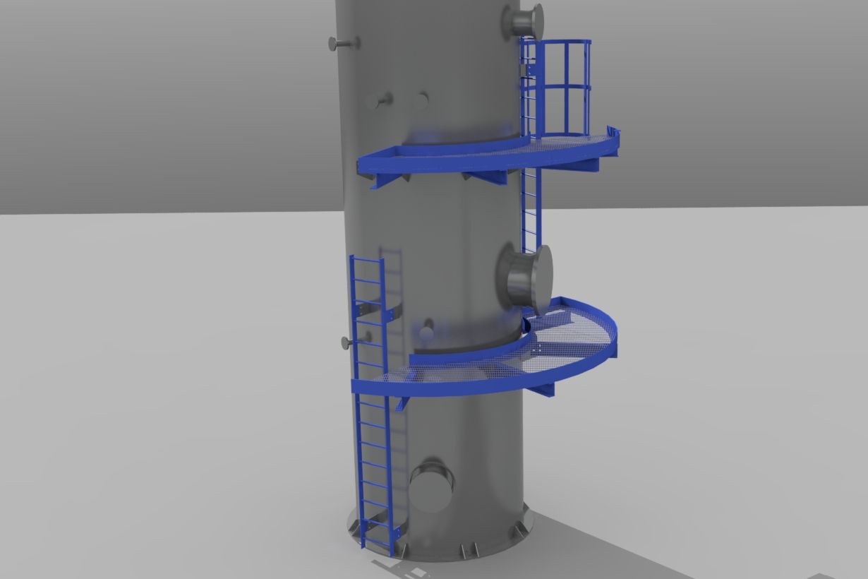 Industrial Equipment Vessels, Skid, Crane and Piping 3d model