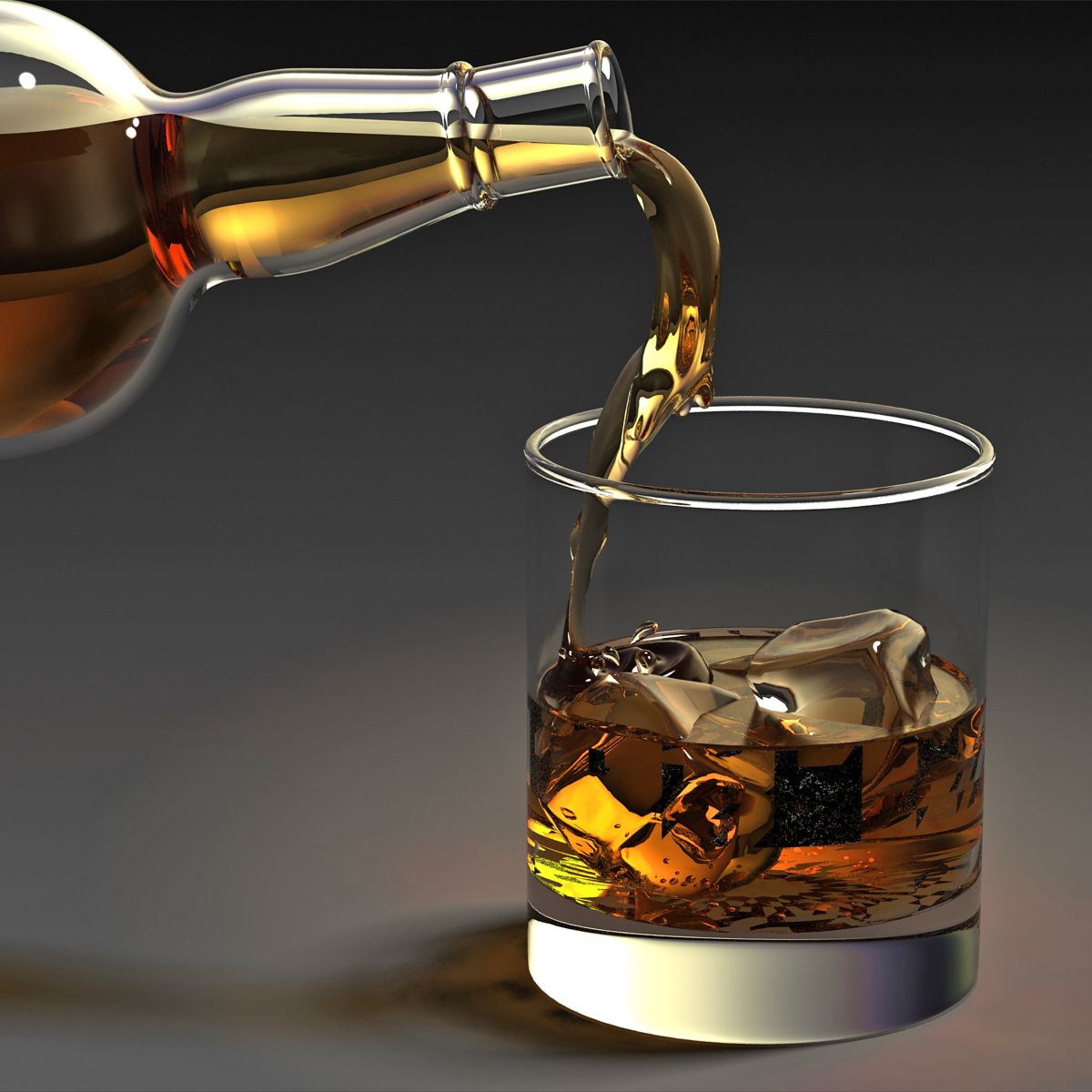 Whiskyflasche und Glas 3d model