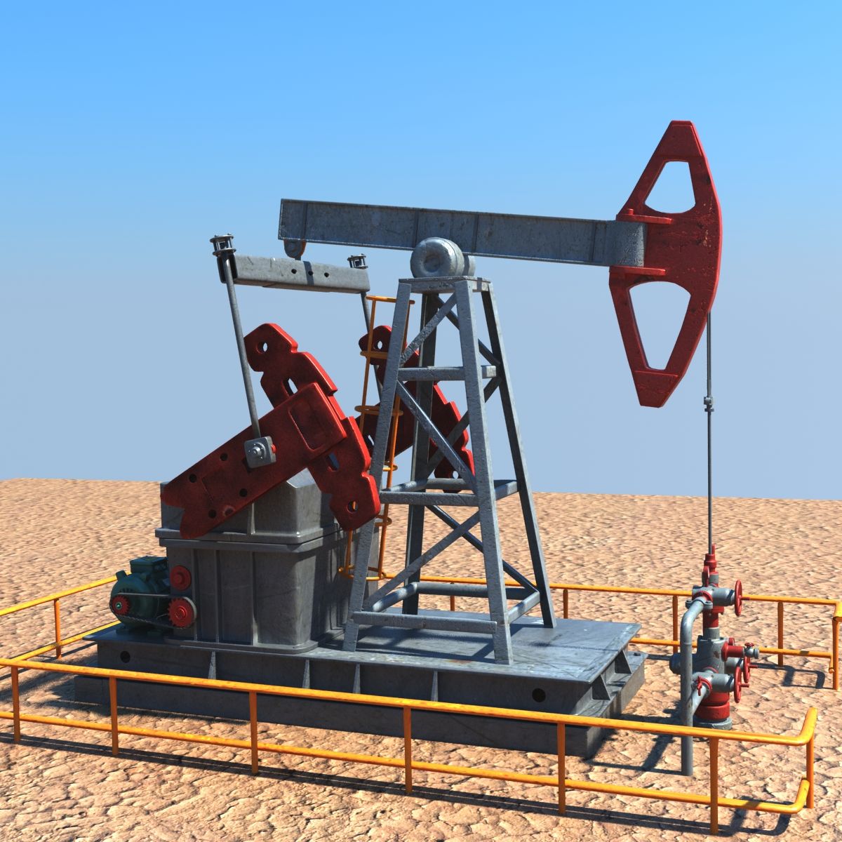 Oil Pump Jack Animated 3d model