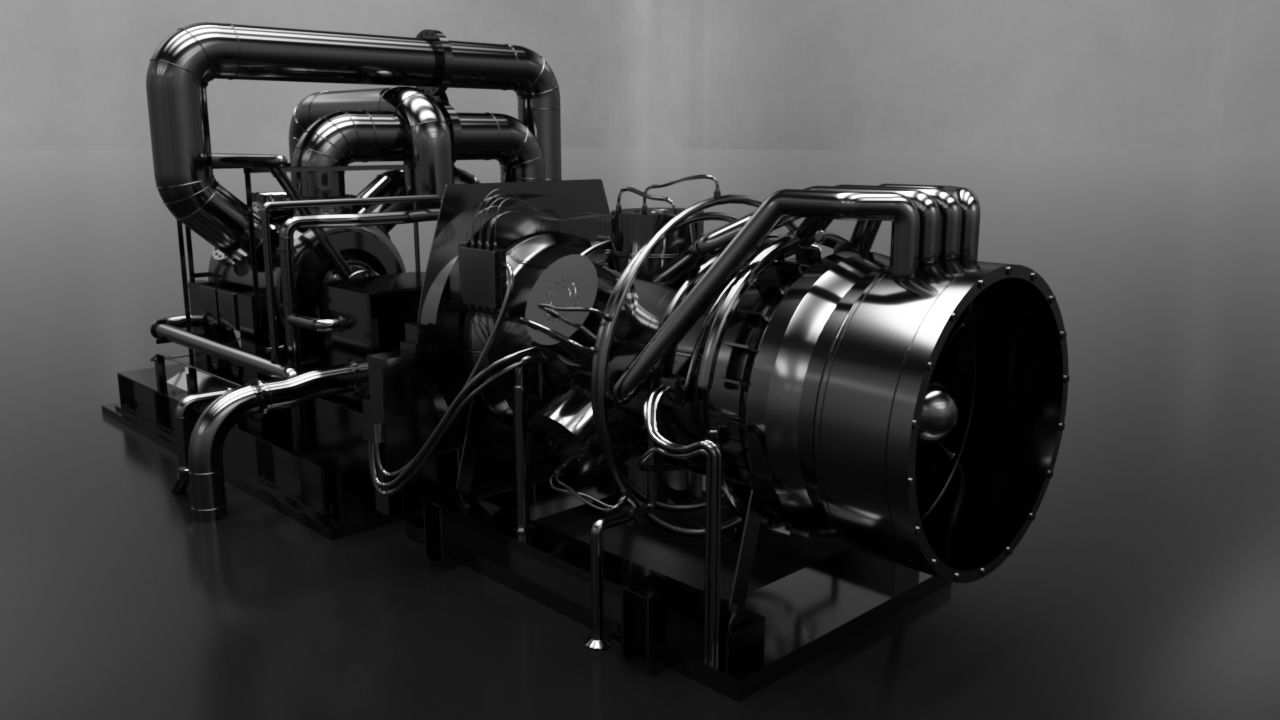 Jet engine test stand 3d model