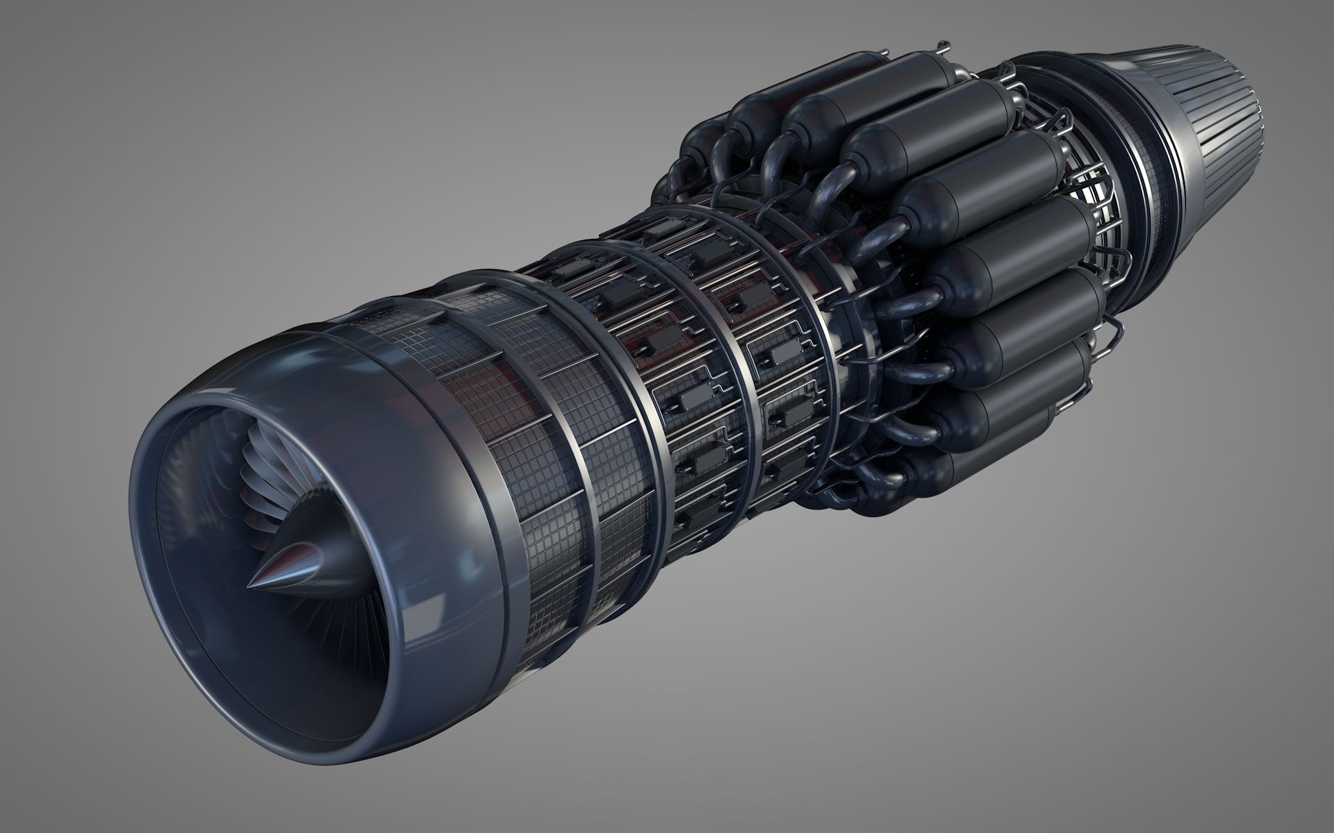 Detailed Jet Turbine Engine 3d model